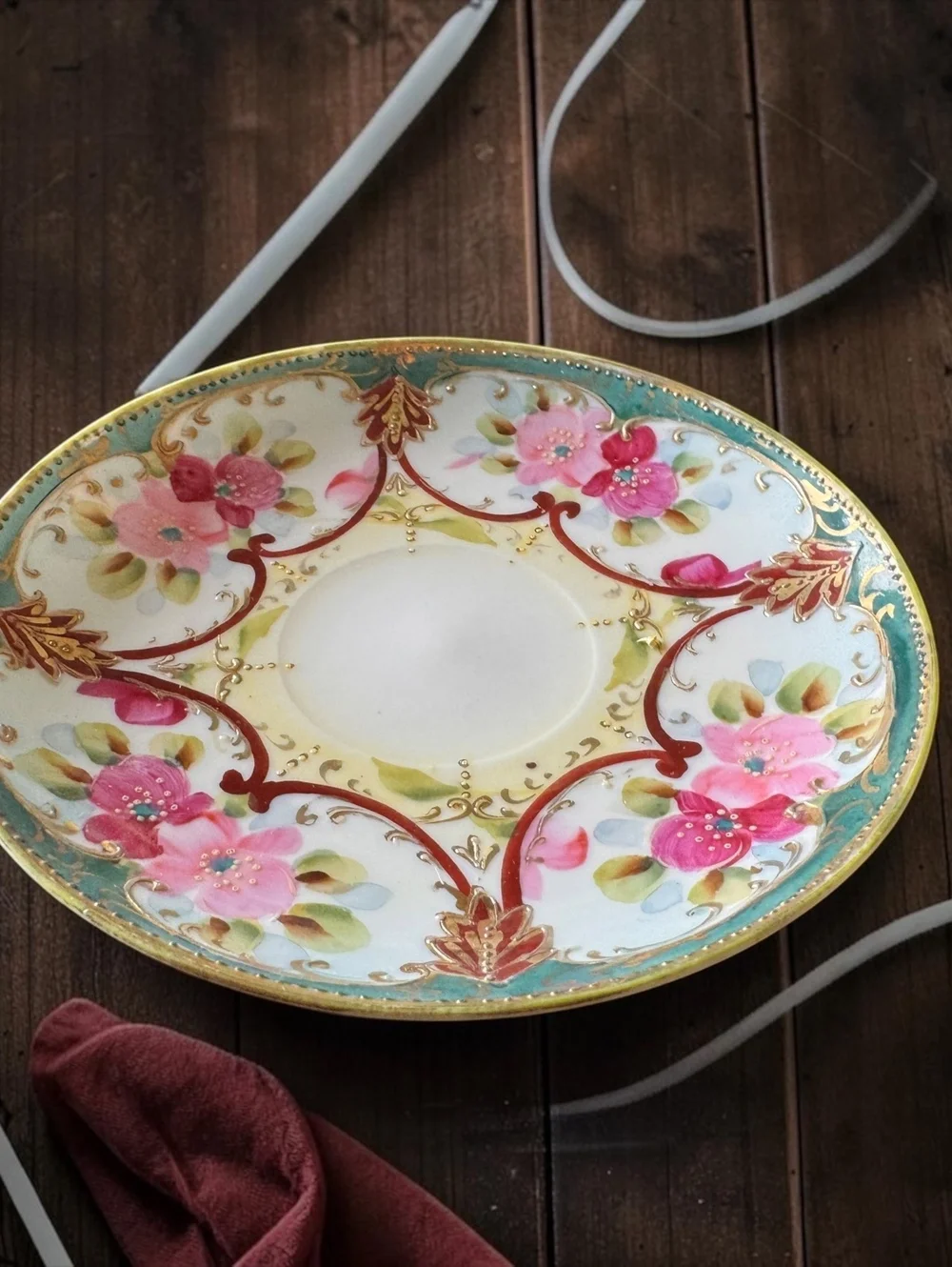 Vintage Gold Castle Chikusa Hand Painted Saucer 6